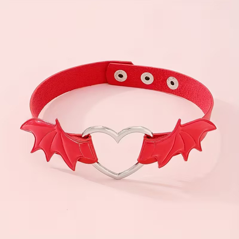 Wicked Silk Emo Punk Cute Anime Cosplay Heart Devil Wings Choker Red 15$
